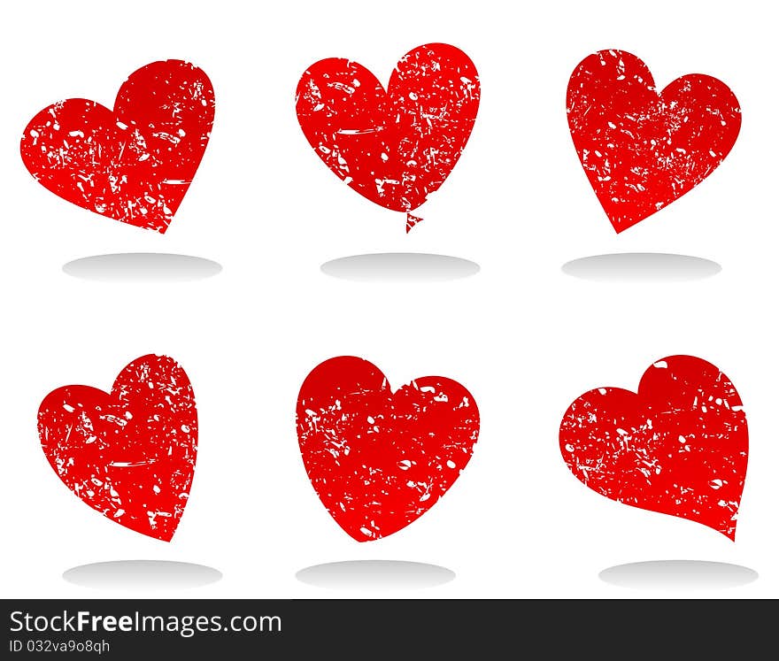 Set of icons of red hearts. A  illustration. Set of icons of red hearts. A  illustration