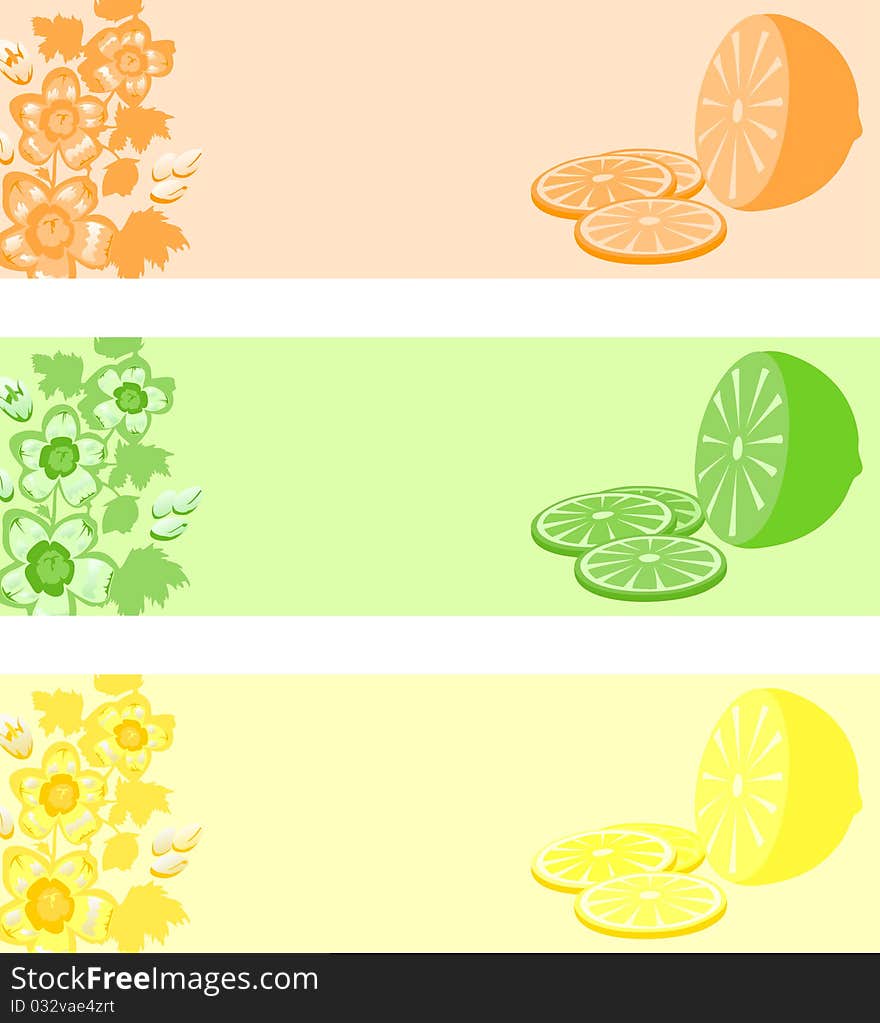 Lemon in three colour variations. A illustration