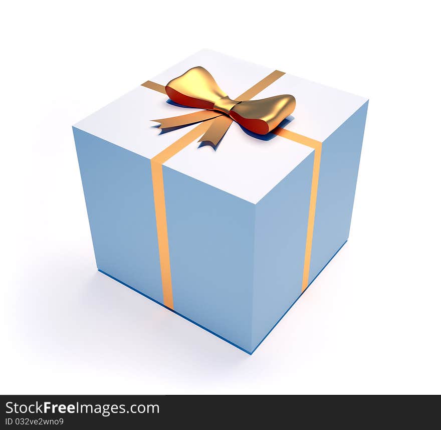 Box with ribbon - this is a 3d render illustration. Box with ribbon - this is a 3d render illustration