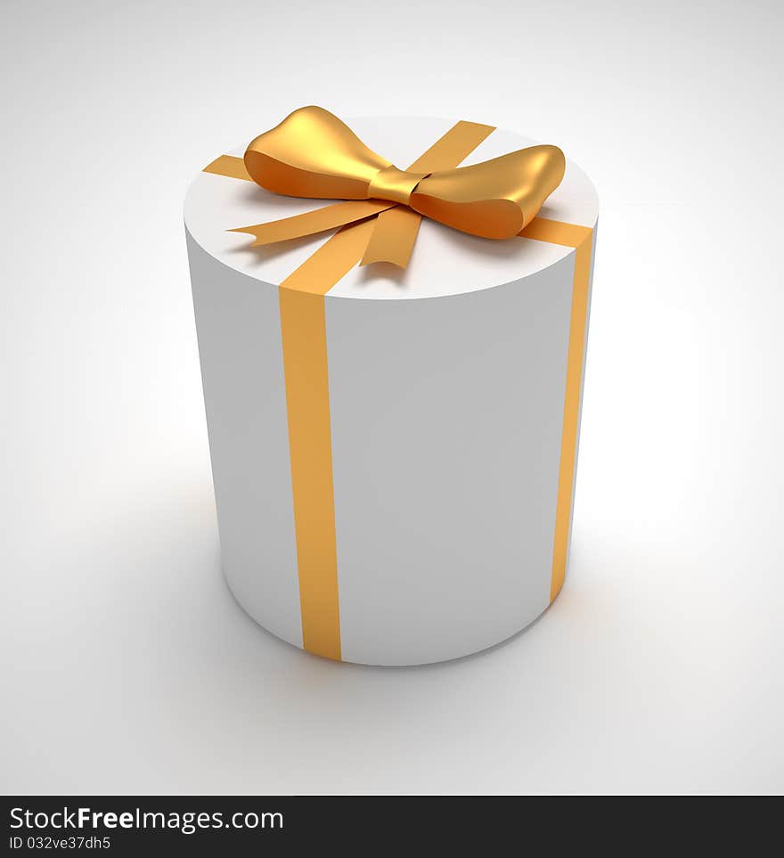 Box with ribbon - this is a 3d render illustration. Box with ribbon - this is a 3d render illustration