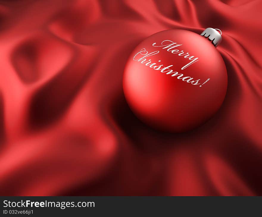 Christmas ornament on elegant silk - 3d render