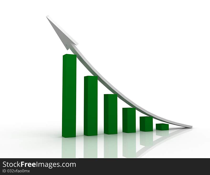 Digital illustration of Business Graph in 3d on white background