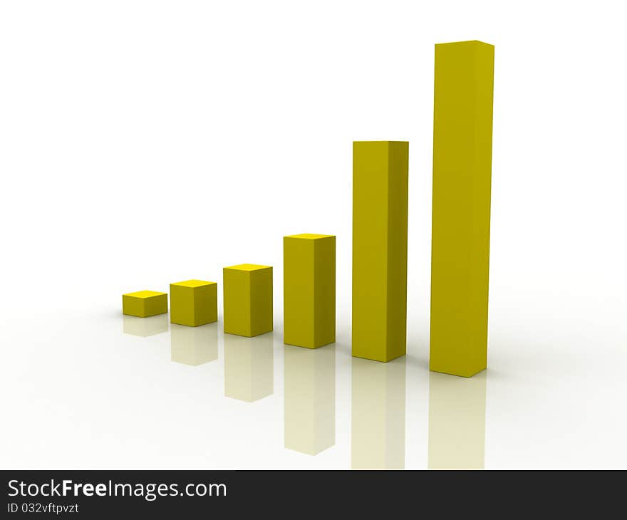 Digital illustration of Business Graph in 3d on white background