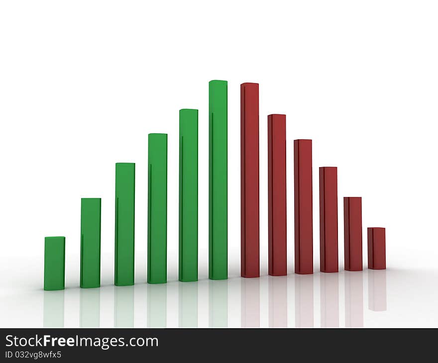 Digital illustration of Business Graph in 3d on white background