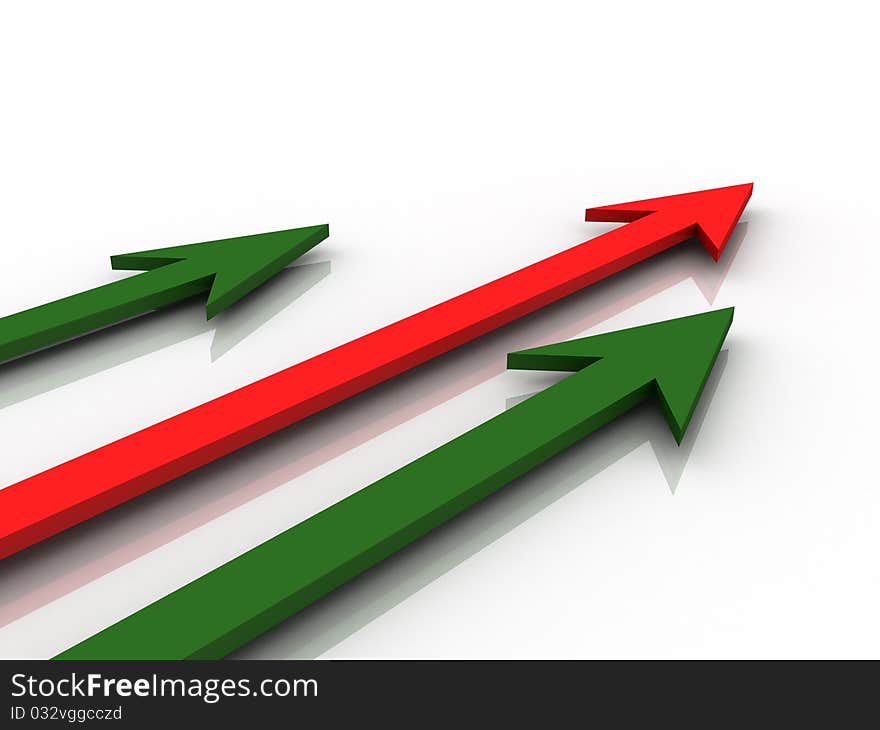 Digital illustration of Business Graph in 3d on white background