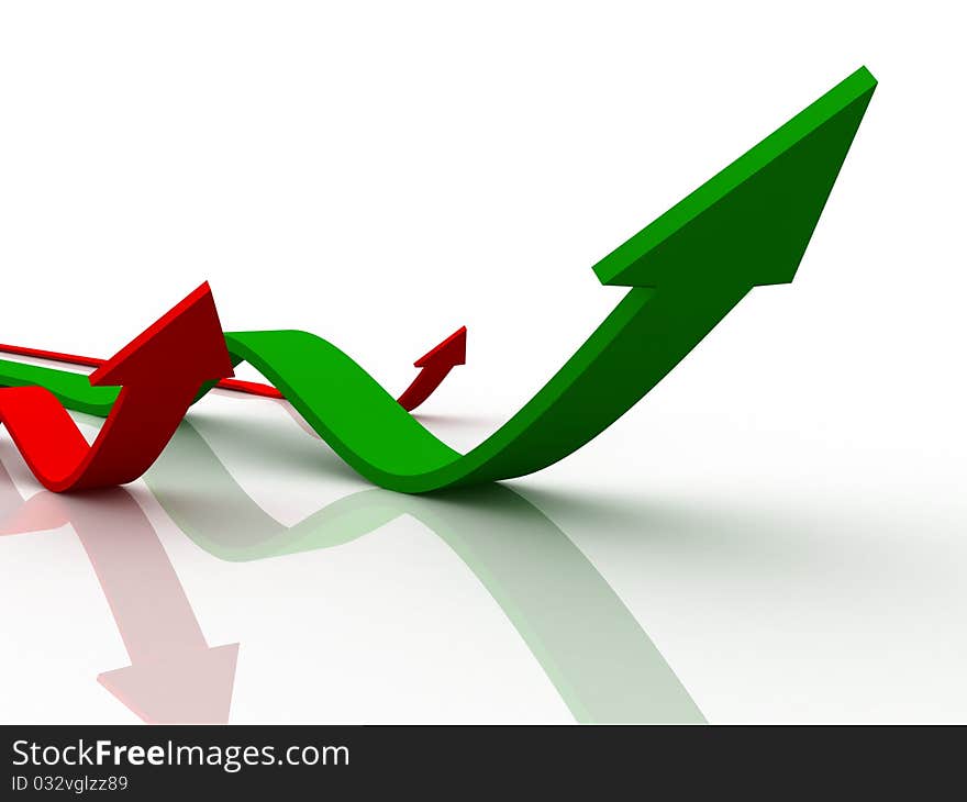 Digital illustration of Business Graph in 3d on white background