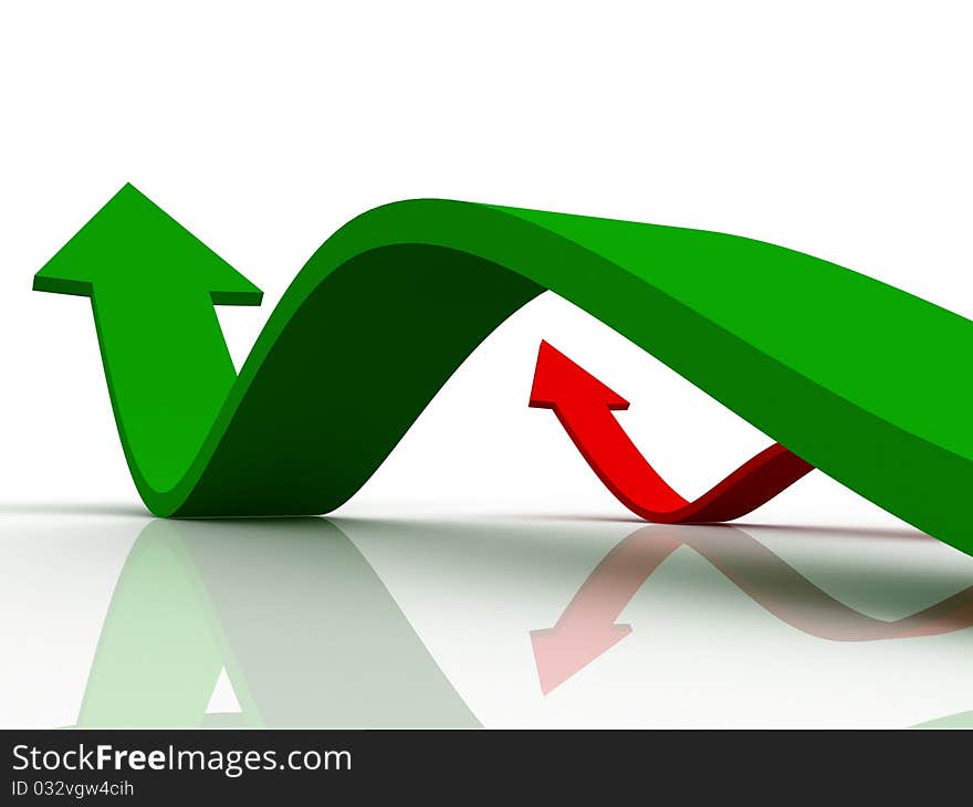 Digital illustration of Business Graph in 3d on white background