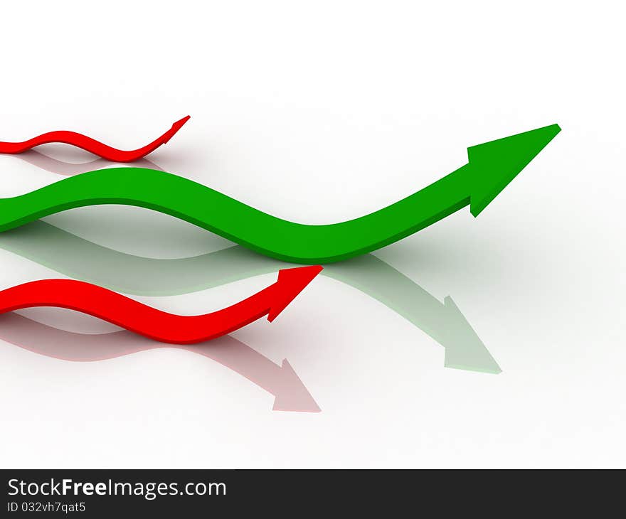 Digital illustration of Business Graph in 3d on white background