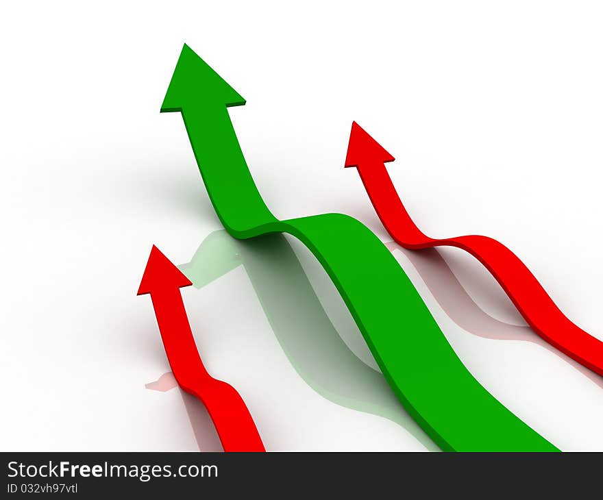 Digital illustration of Business Graph in 3d on white background