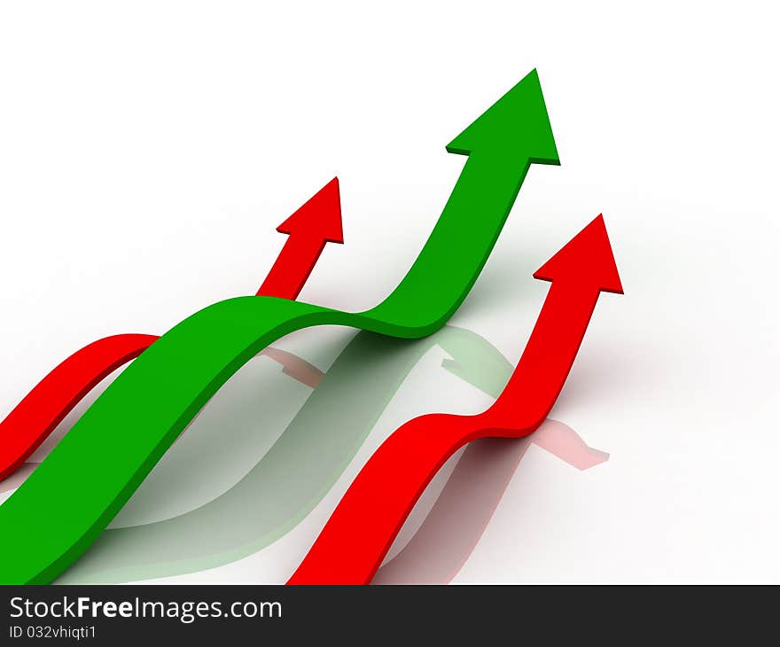 Digital illustration of Business Graph in 3d on white background