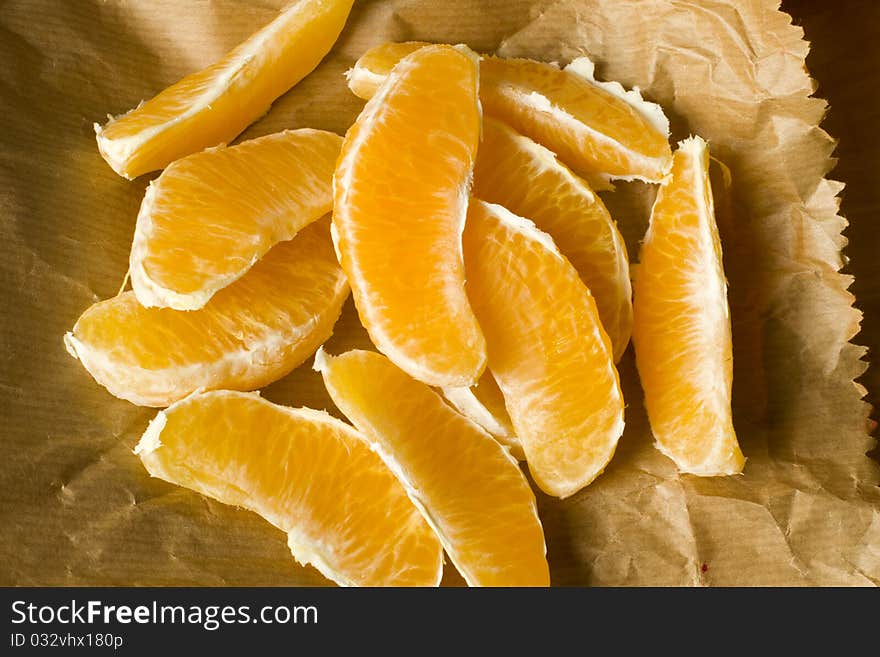 Freshly peeled organic orange