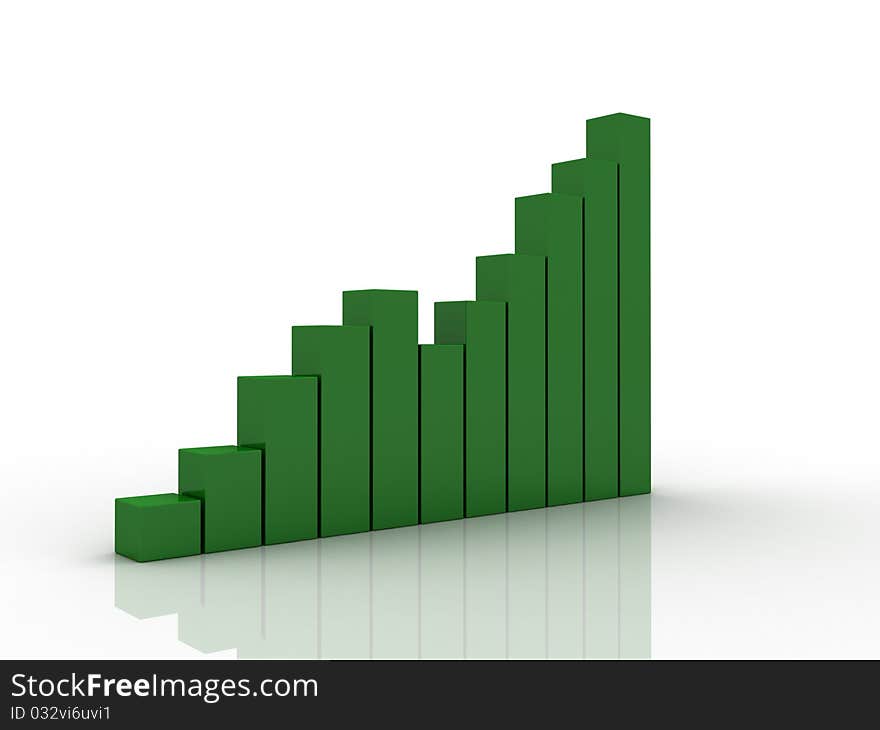 Digital illustration of Business Graph in 3d on white background