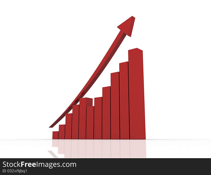 Digital illustration of Business Graph in 3d on white background