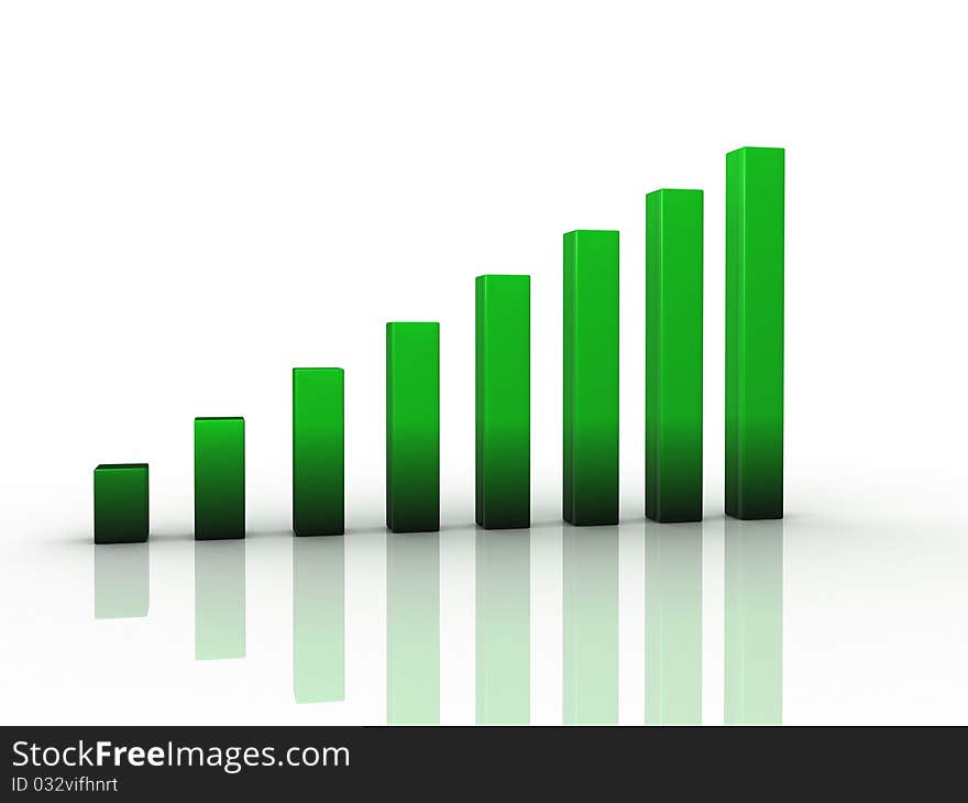 Digital illustration of Business Graph in 3d on white background