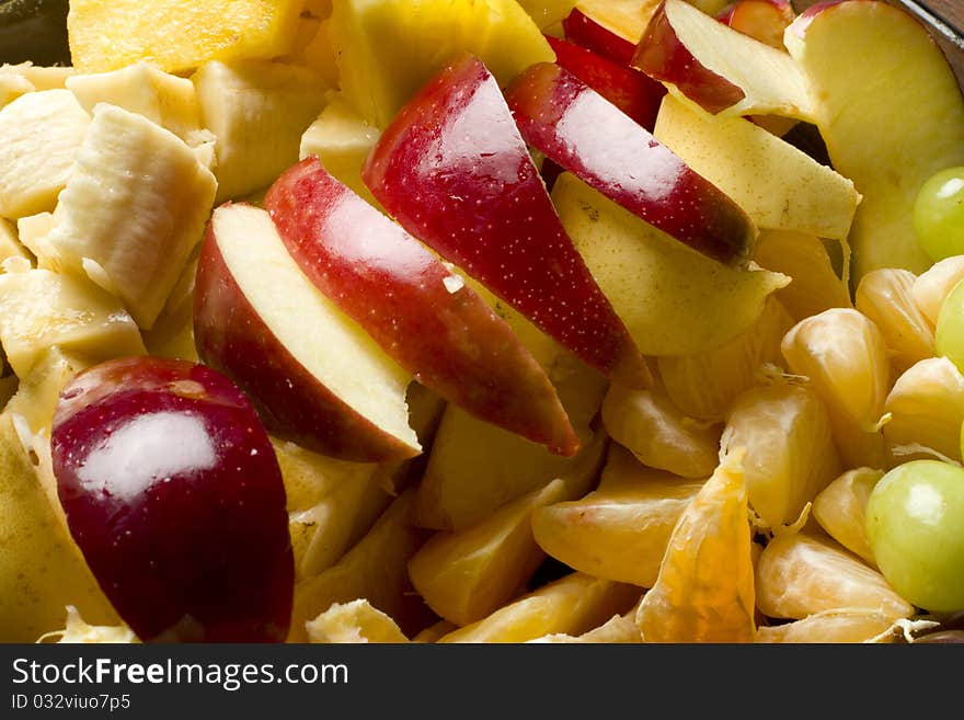 Fresh organic mixed fruitsalad with various fruits