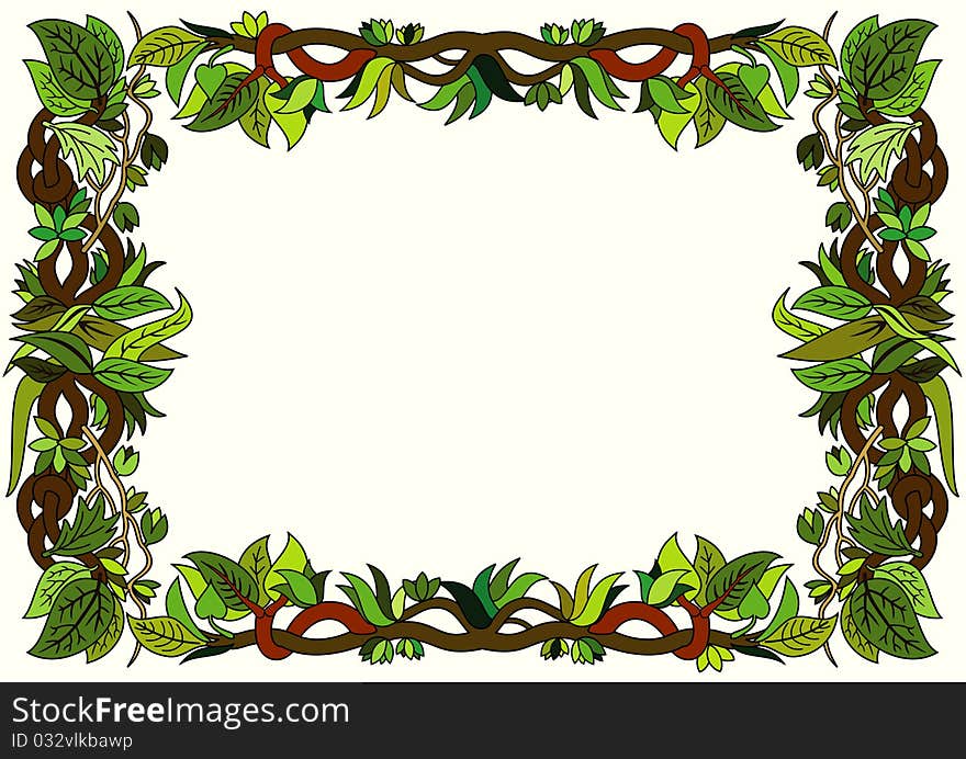 Illustration of floral frame with leaves