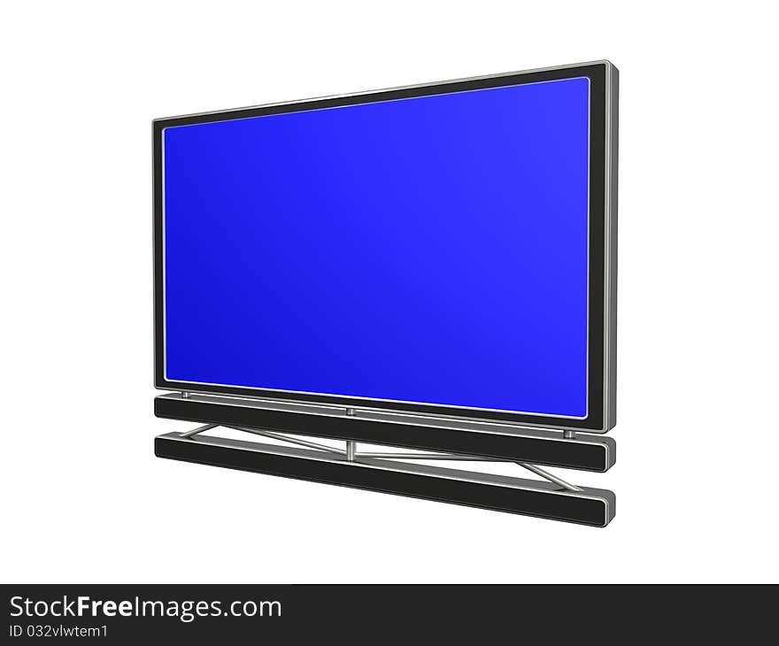 Three-dimensional TV with a metal frame for the wall. Three-dimensional TV with a metal frame for the wall