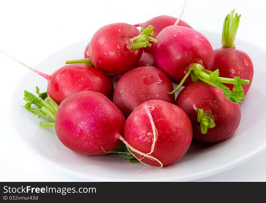 Red radish. Isolated over white background