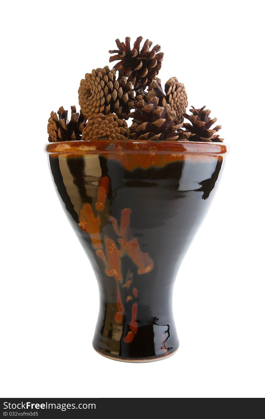 Ceramic vase with pine cones