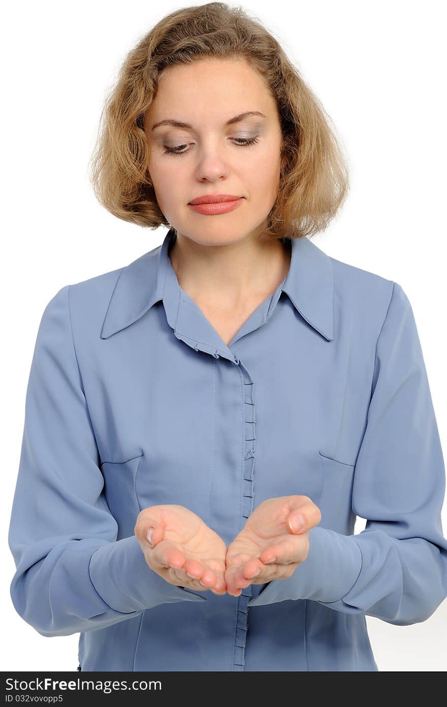 Woman Holding Hand Presenting A Product