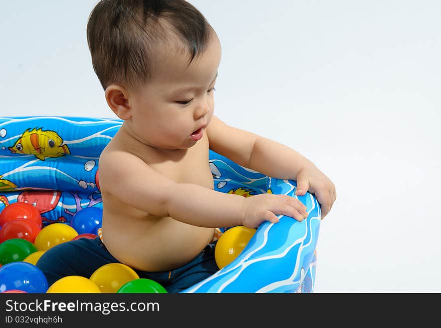 Kid playing toy during shooting. Kid playing toy during shooting