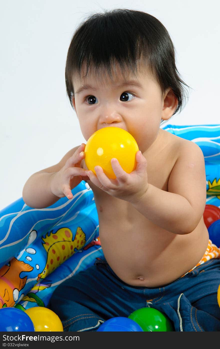 Kid playing toy during shooting. Kid playing toy during shooting