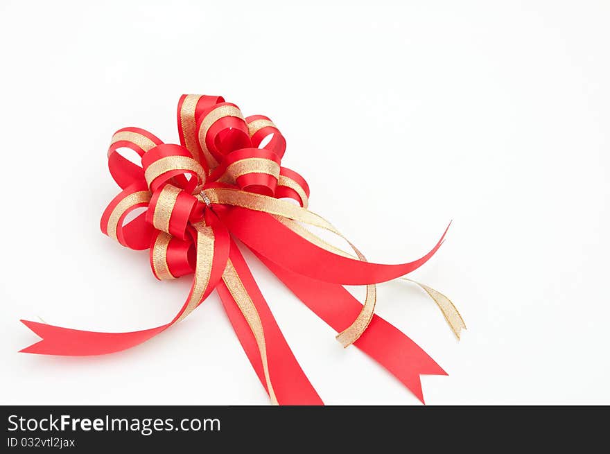 Red ribbon on white background