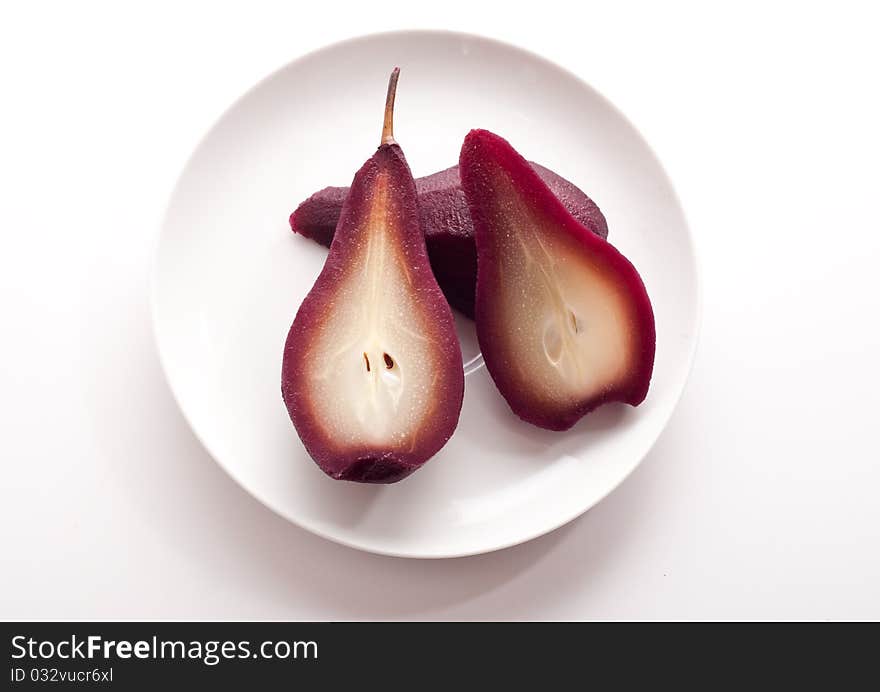 Pears in red wine