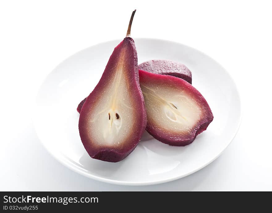 Pears in red wine