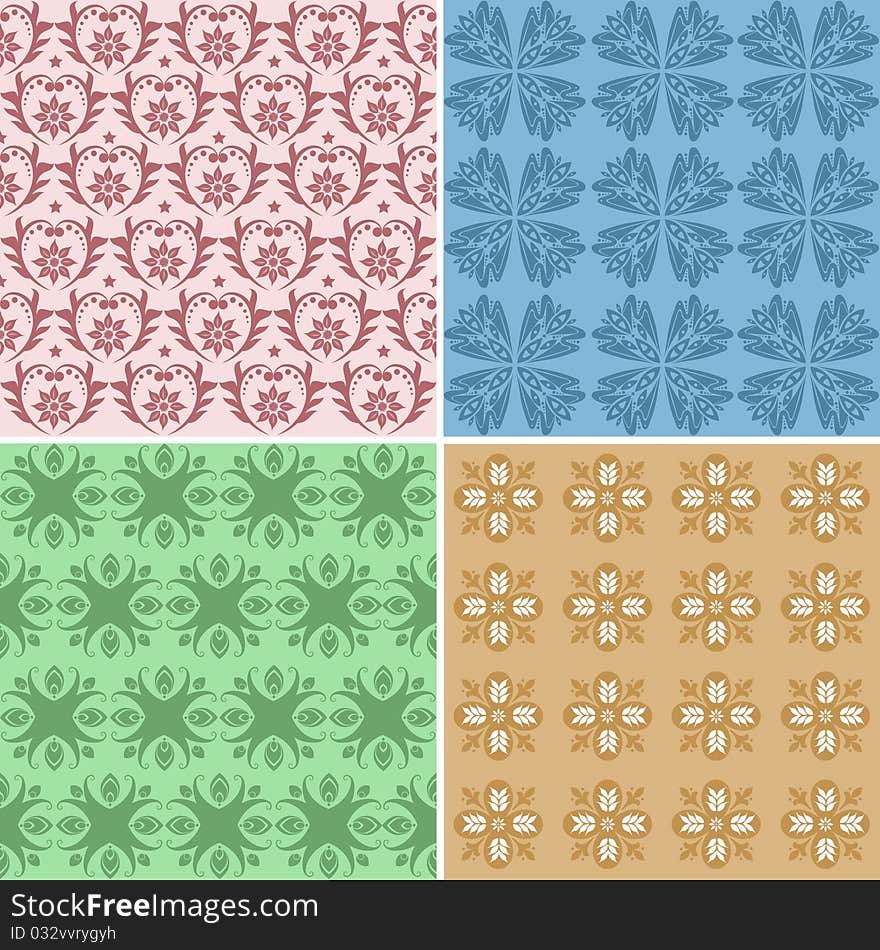 vector set of seamless pattern background