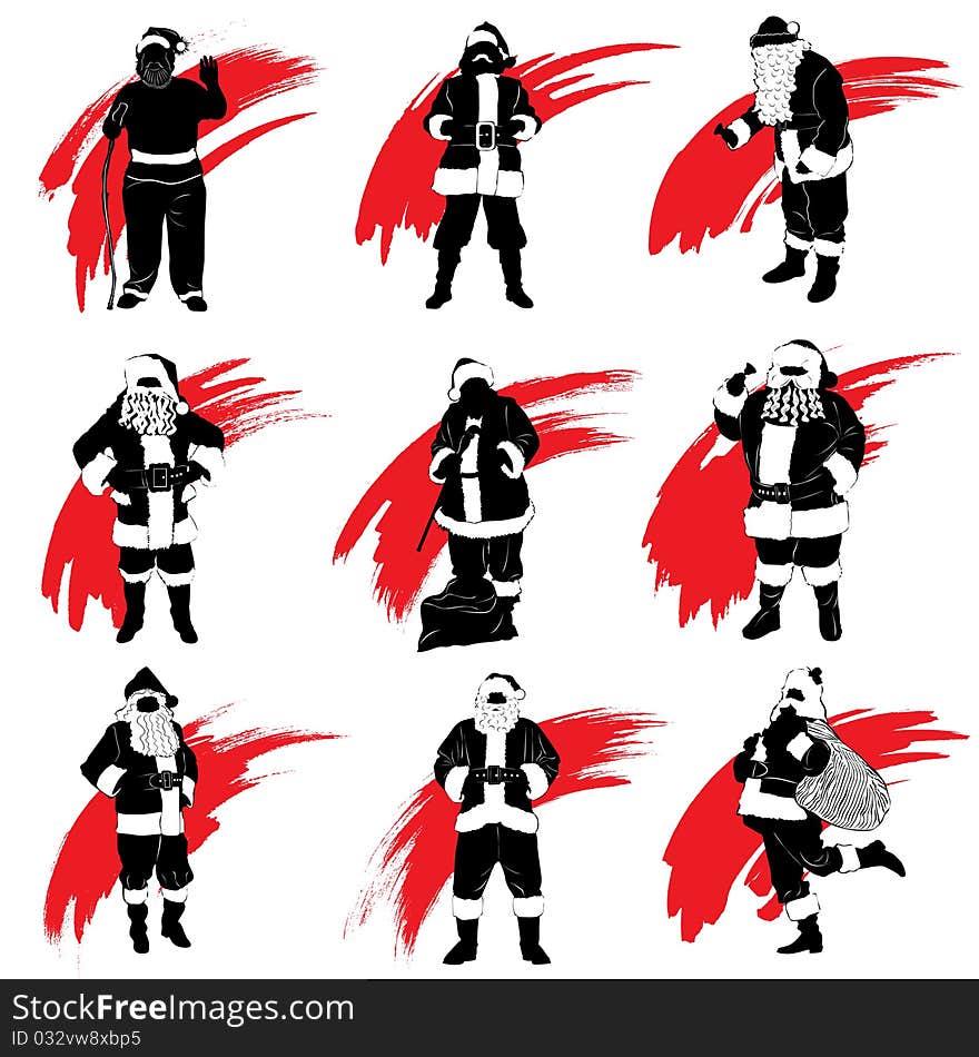 vector set of santa claus background