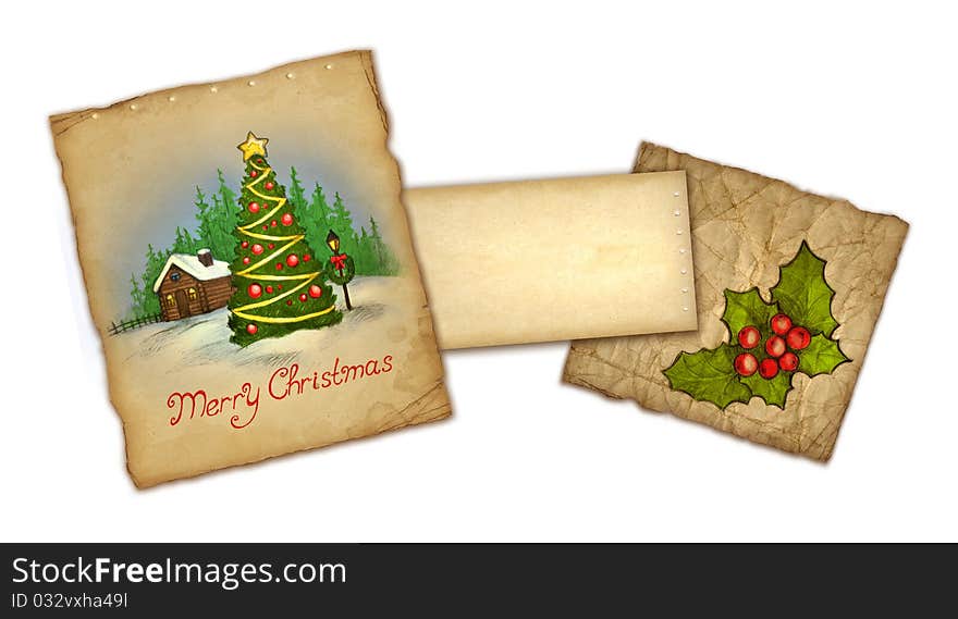 Christmas greeting card with illustration of winter landscape. Christmas greeting card with illustration of winter landscape