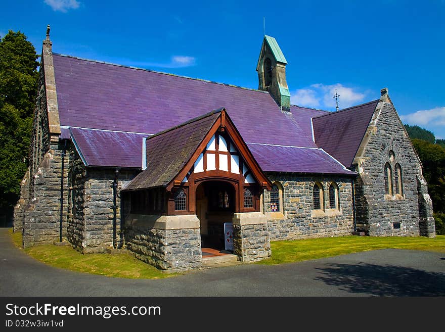 Close up St Wddyns church in mid wales