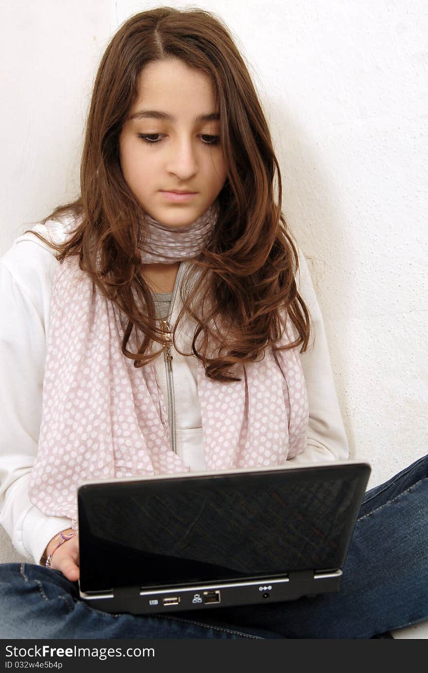 Young girl with laptop