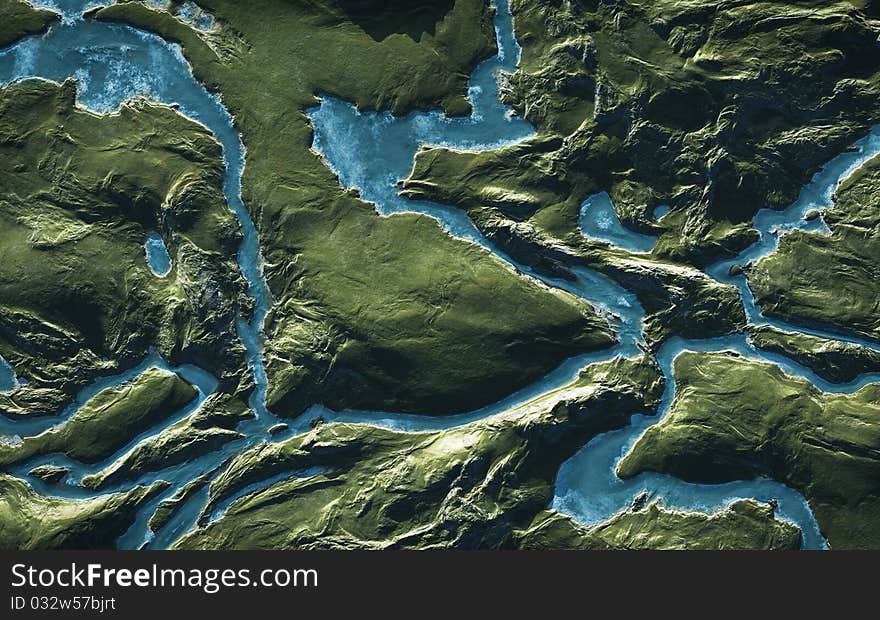 Abstract river; view from above