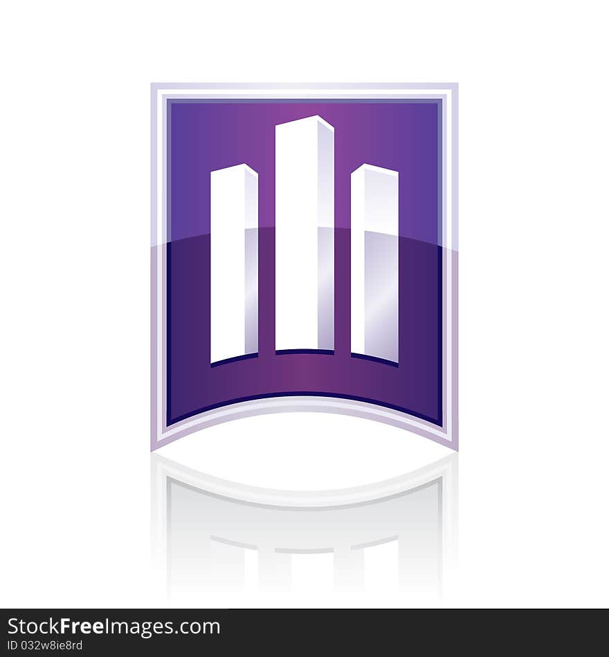 White Sign Towers Building on purple background