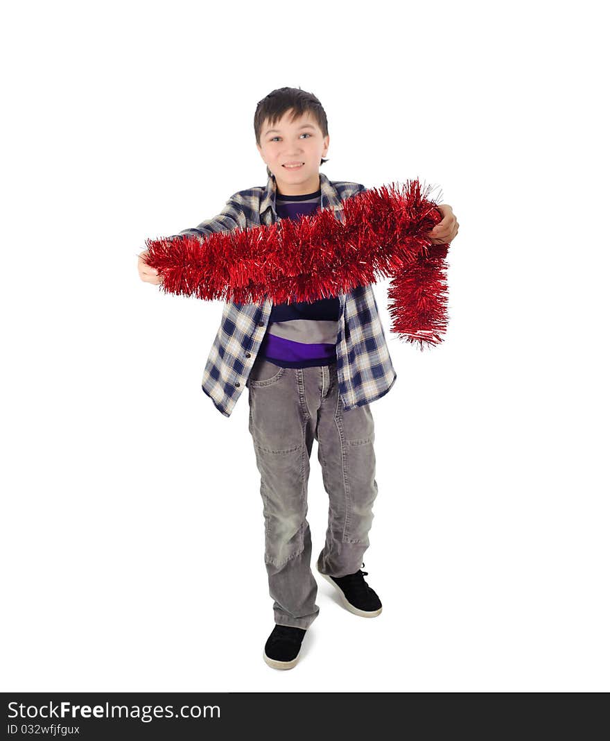 Adorable child with Santa Hat isolated on white background. Adorable child with Santa Hat isolated on white background