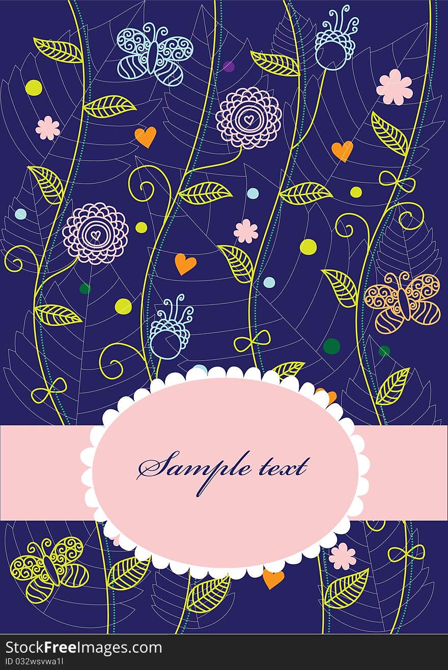 Vintage floral background. cute illustration