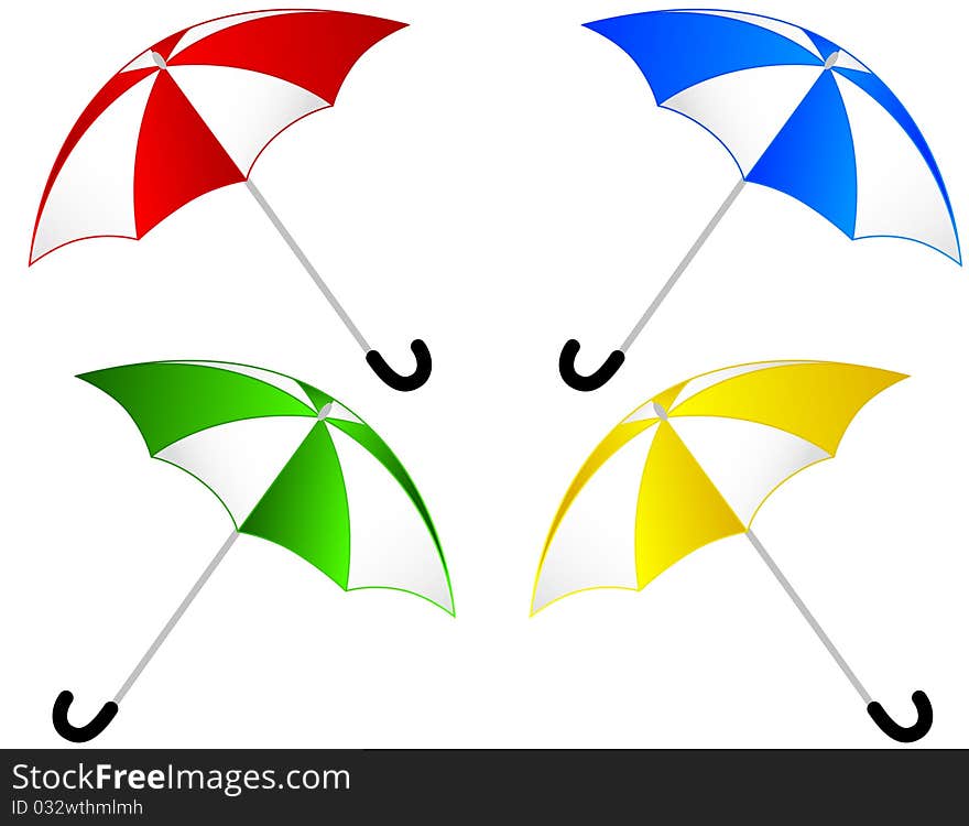 Vector set of colored umbrellas