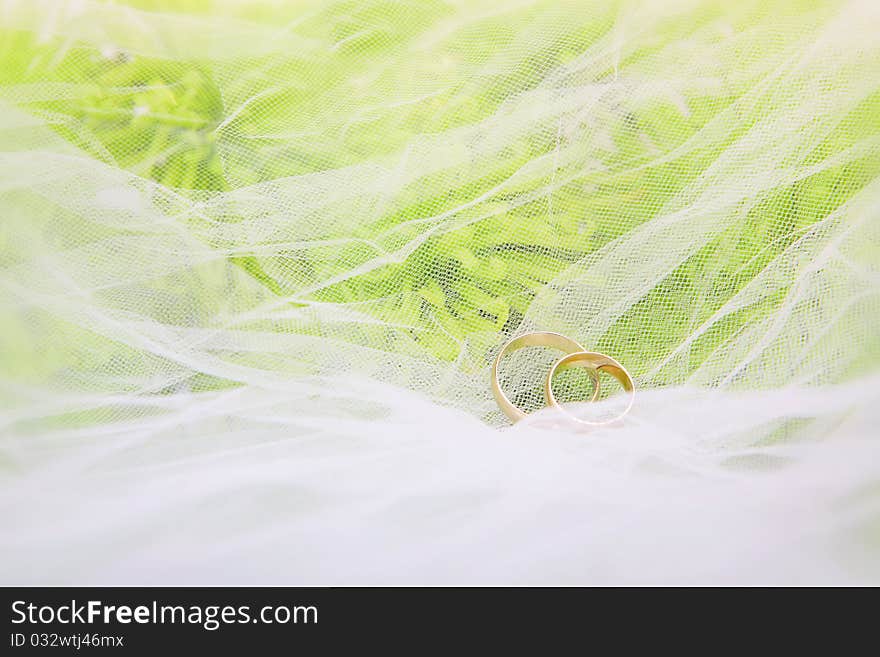 Wedding Rings And Bouquet Of Chrysanthemums