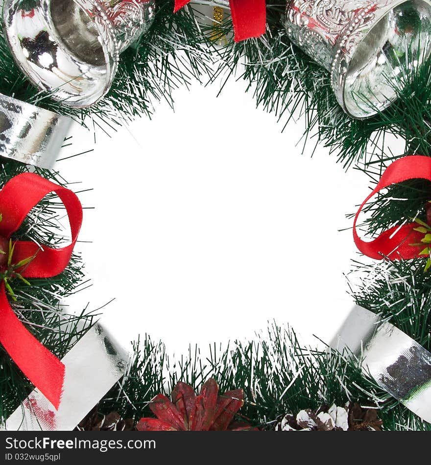 Frame Christmas Tree Decoration garland. Isolated over white background