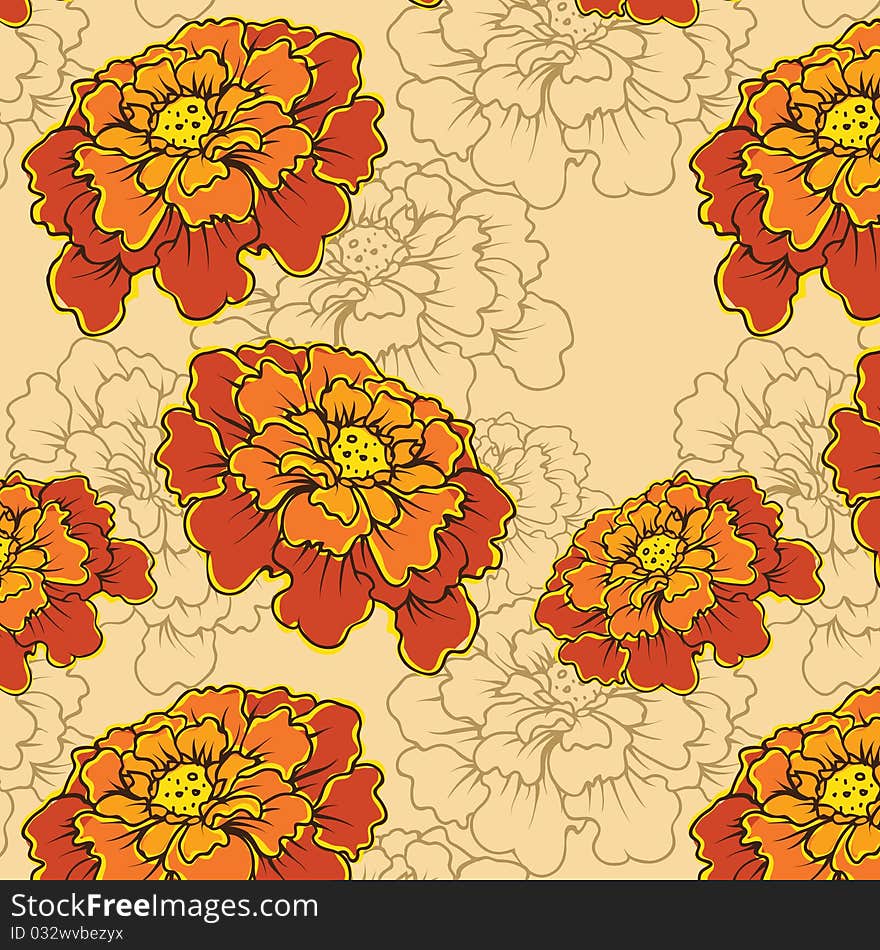 Seamless background with decorative flowers