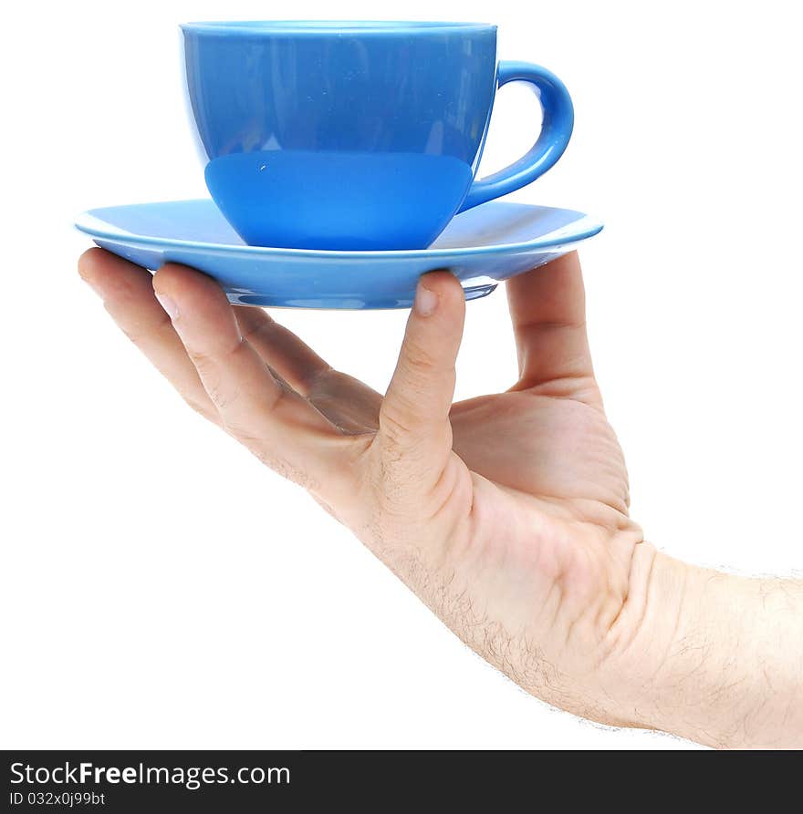 Man hand hold coffee cup closeup