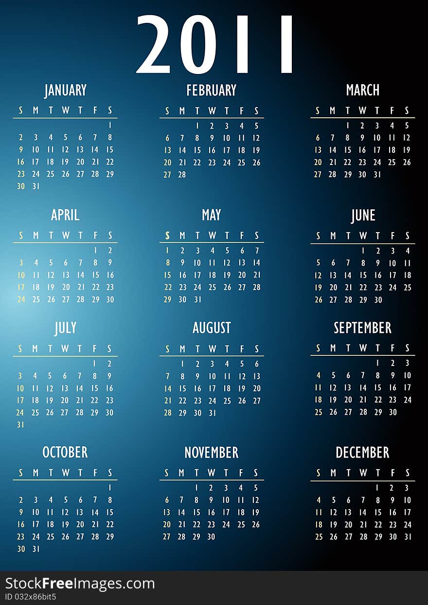 Blue Abstract fantasy 2011 Calendar