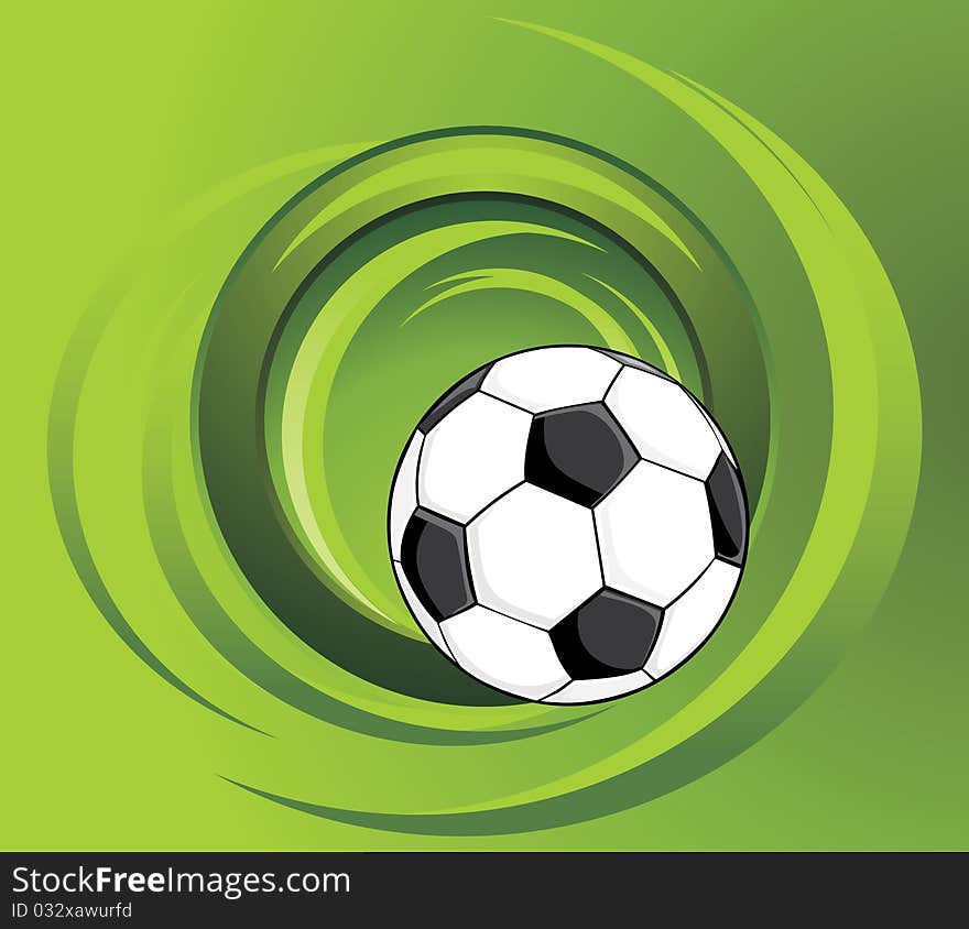 Soccer ball on the green background. Illustration