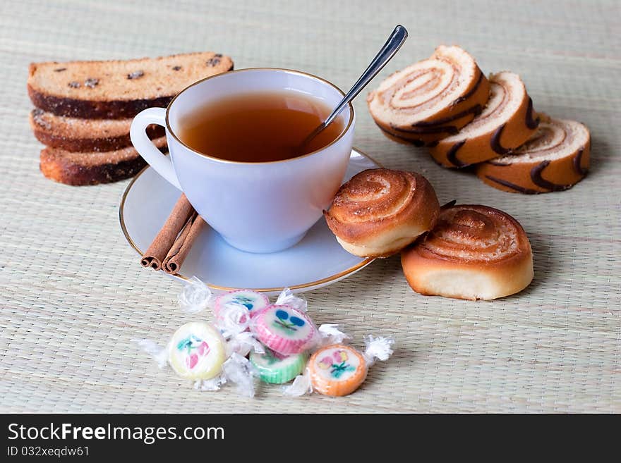 Table set for high tea with cookies