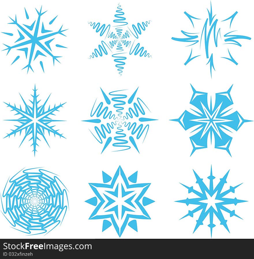 Illustration with a set of snowflakes