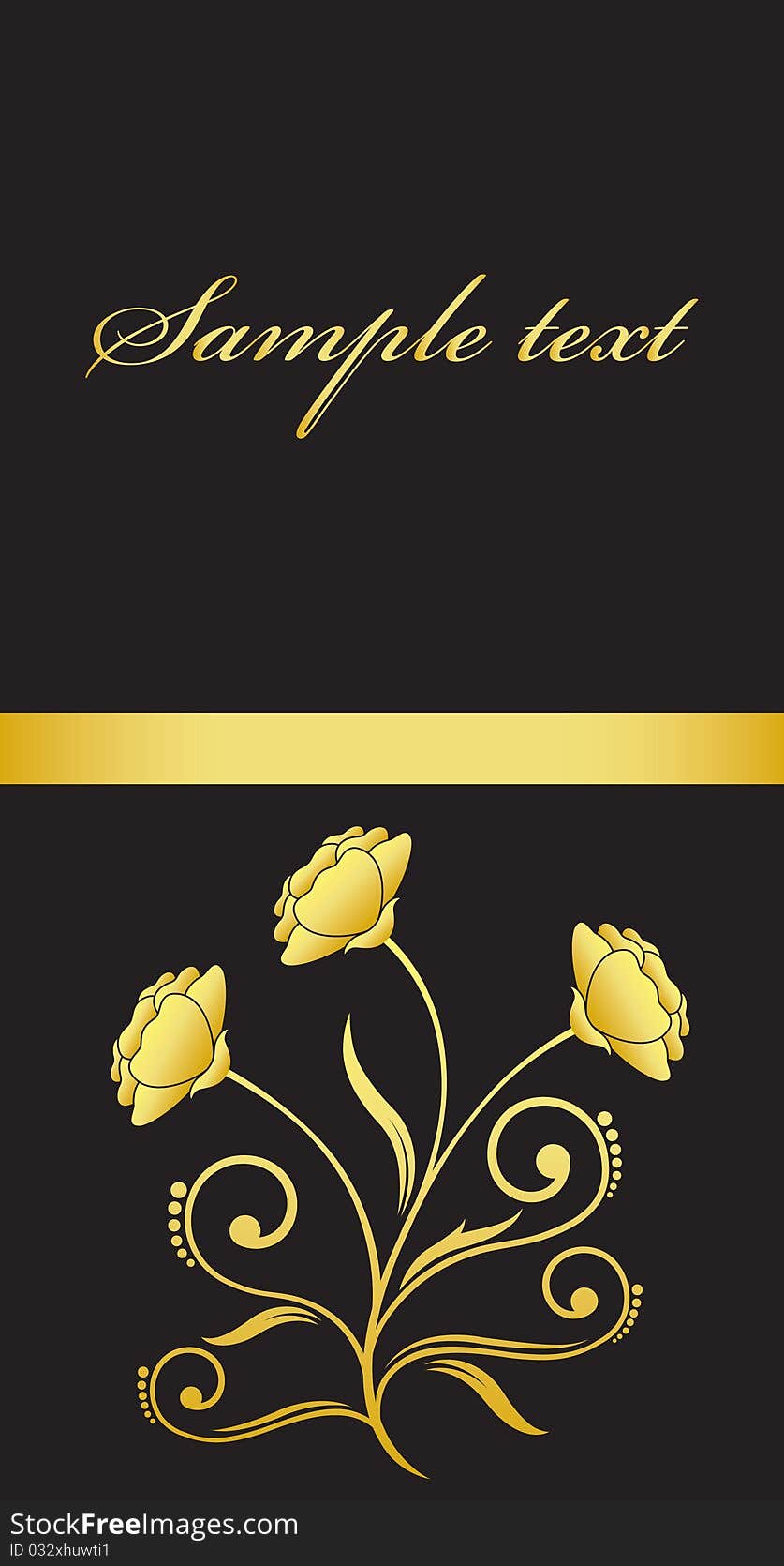 Illustration of the gilded flower on black background. Illustration of the gilded flower on black background