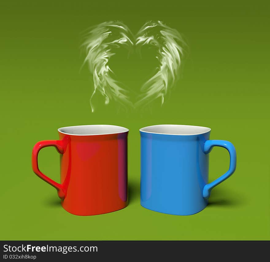 Two mug and pairs view heart