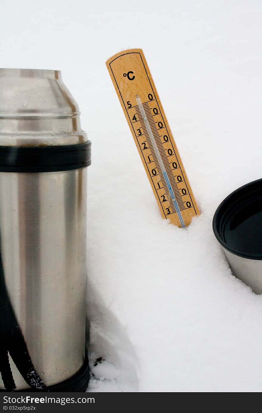 Thermometer in snow